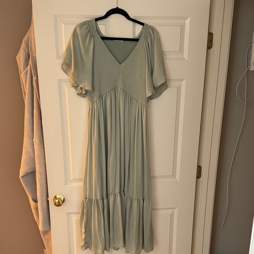 In Bloom Sage Green Midi Dress